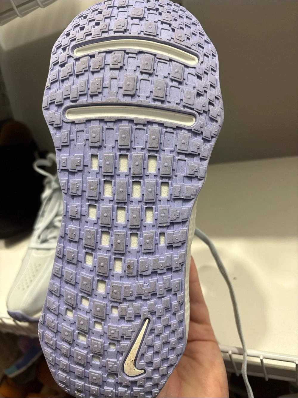 Nike Women’s White Sneakers with Lavender Swoosh